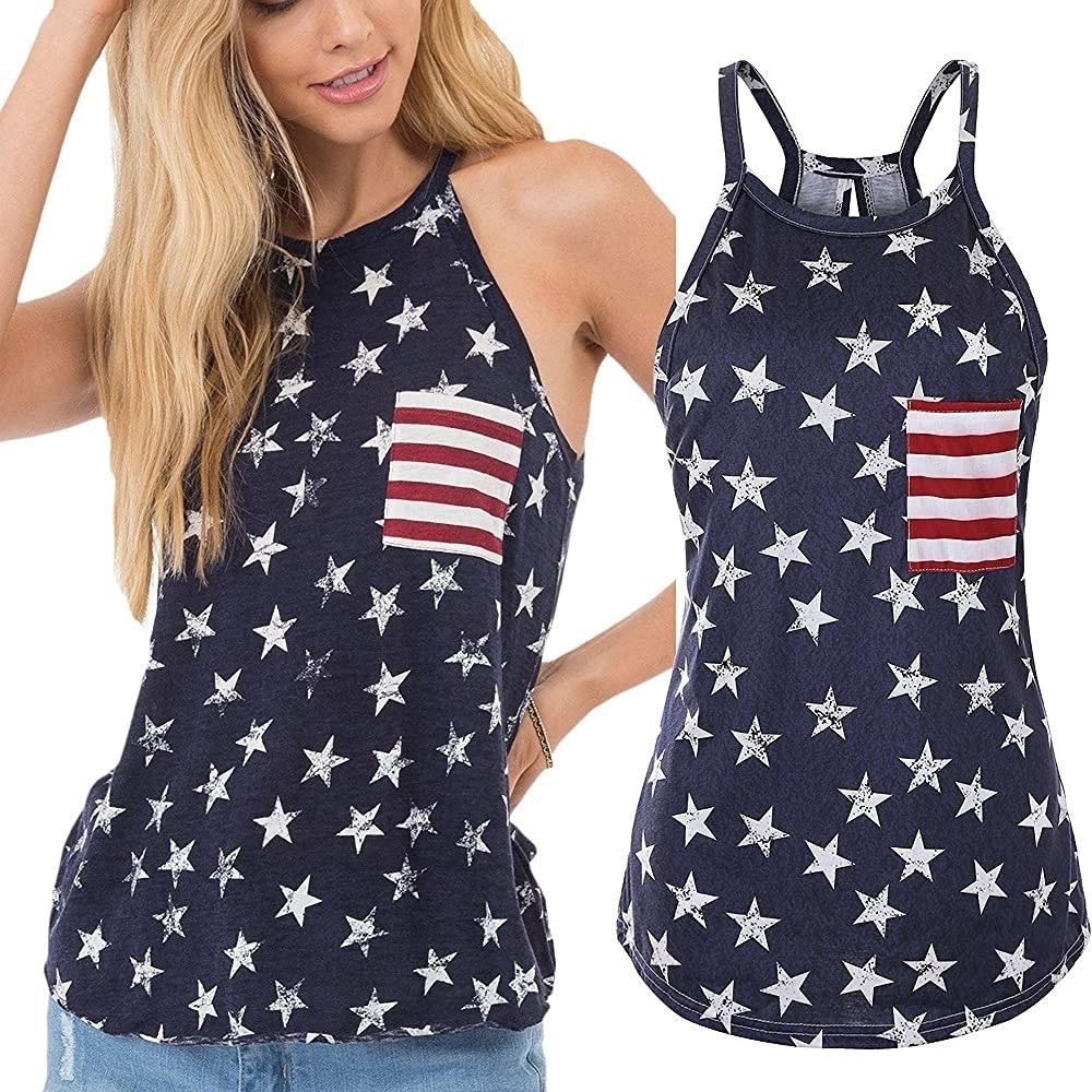 Women's small Fashion T Shirt Cold Shoulder Open Back American Flag cotton - Picture 1 of 5